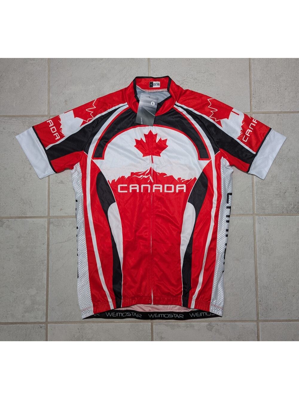Weimostar Men's Large Cycling Jersey Canada Full Zip Short Sleeve Pocket Red